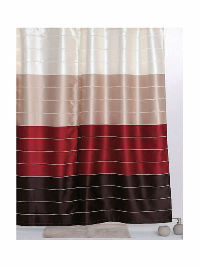 Import Hellas Κουρτίνα Μπάνιου Υφασμάτινη Multi Κόκκινη 180x200cm